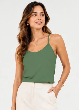 Infinita Cor - Blusa de Alça Feminina Visco Premiere Verde - INFINITA COR