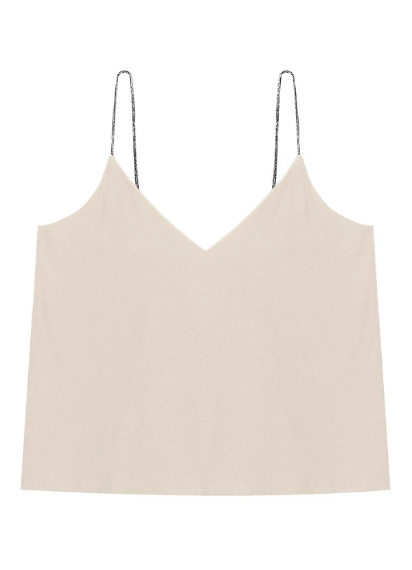 Endless - Blusa de Alça Feminina Viscose Creponada Bege 1