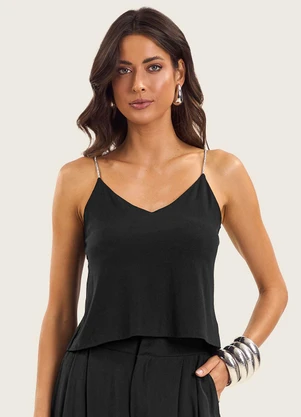 Endless - Blusa de Alça Feminina Viscose Creponada Preto - ENDLESS