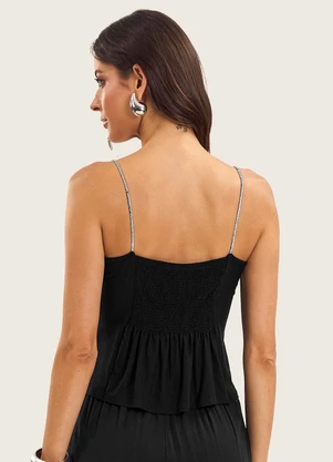 Endless - Blusa de Alça Feminina Viscose Creponada Preto - ENDLESS