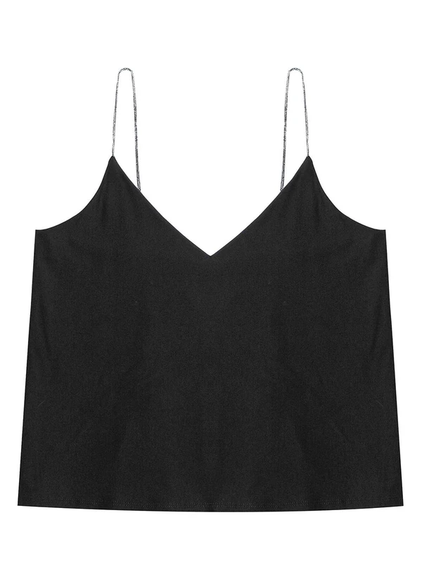 Endless - Blusa de Alça Feminina Viscose Creponada Preto 5