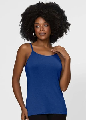 Rovitex - Blusa de Alça Feminina Viscotorcion Básica Azul - ROVITEX