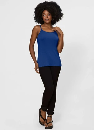Rovitex - Blusa de Alça Feminina Viscotorcion Básica Azul - ROVITEX