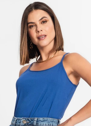 Rovitex - Blusa de Alça Feminina Viscotorcion Básica Azul - ROVITEX