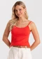 Rovitex - Blusa de Alça Feminina Viscotorcion Básica Rosa - variação: Vermelho