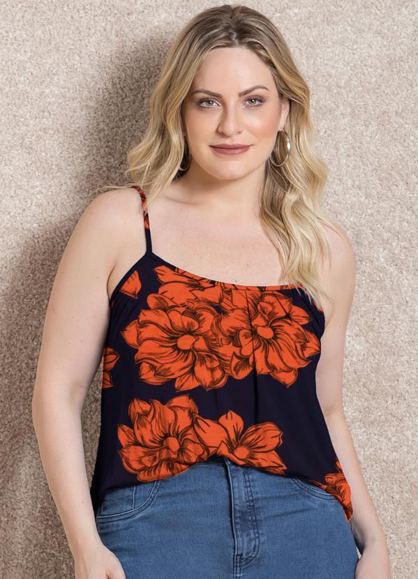 Quintess - Blusa de Alça Floral Laranja 5