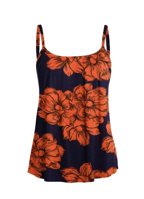 Quintess - Blusa de Alça Floral Laranja