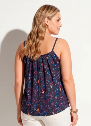 Quintess - Blusa de Alça Floral Preto - QUINTESS