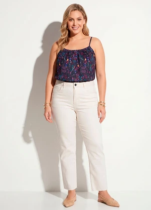 Quintess - Blusa de Alça Floral Preto - QUINTESS