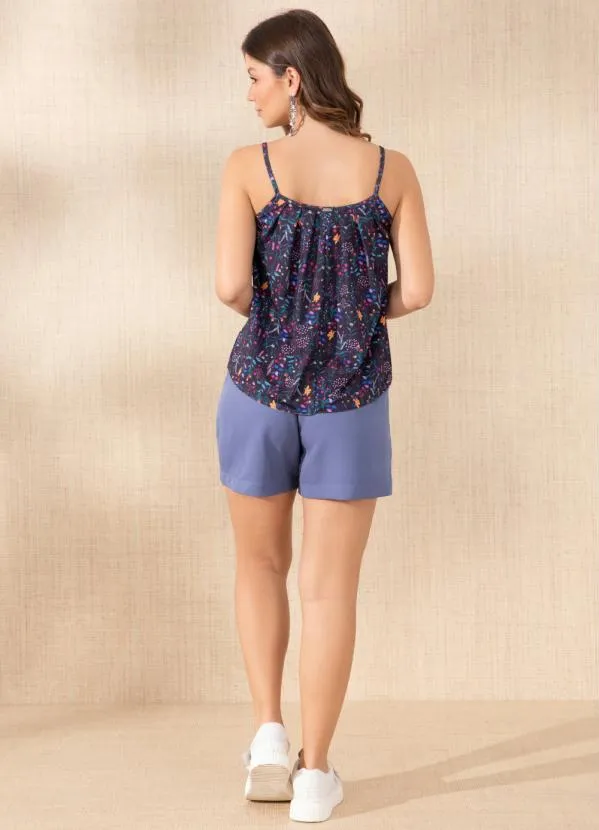 Quintess - Blusa de Alça Floral Preto 4