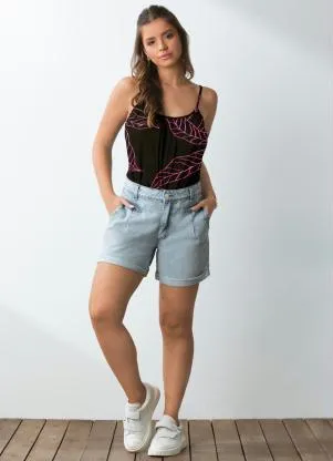 Quintess - Blusa de Alça Folhagem Rosa - QUINTESS