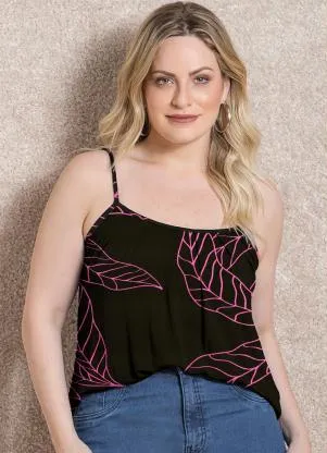 Quintess - Blusa de Alça Folhagem Rosa - QUINTESS