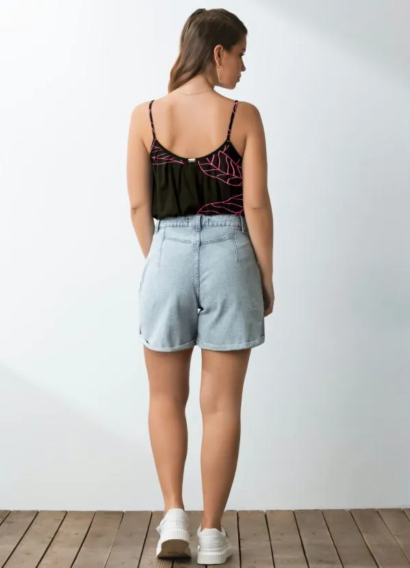 Quintess - Blusa de Alça Folhagem Rosa 3