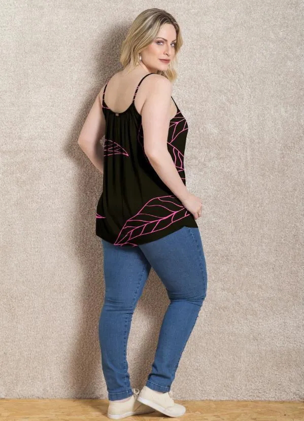 Quintess - Blusa de Alça Folhagem Rosa 5