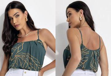 Blusa de Ala Folhagem Verde