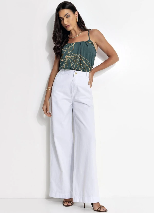 Quintess - Blusa de Alça Folhagem Verde 3