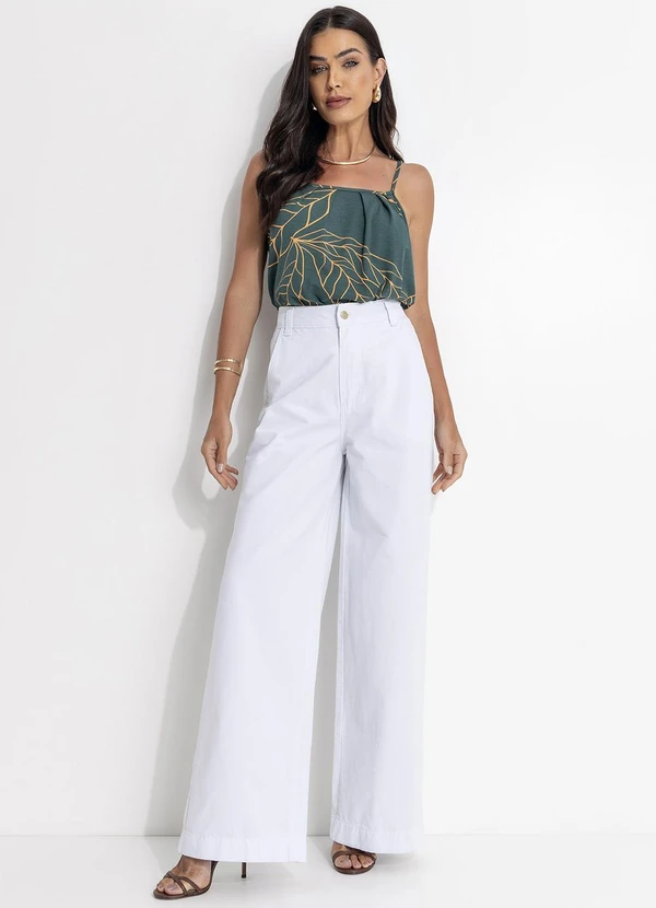 Quintess - Blusa de Alça Folhagem Verde 6