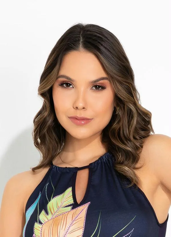 Rovitex - Blusa de Alça Folhas Marinho Rovitex 3