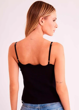 Sofie - Blusa de Alça New Ease em Ribana Preto - SOFIE