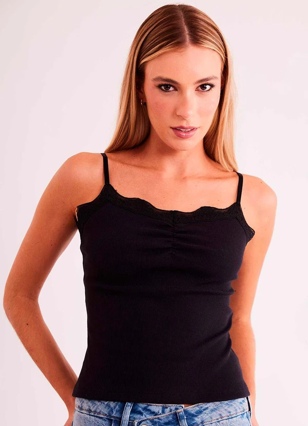 Sofie - Blusa de Alça New Ease em Ribana Preto