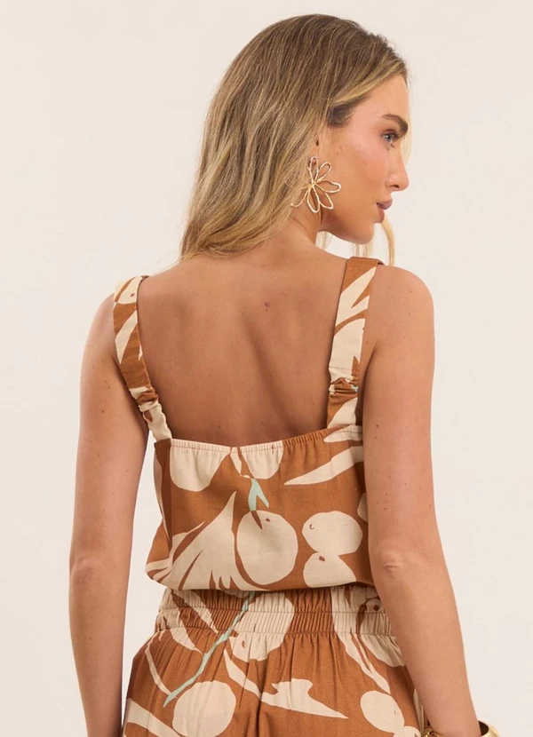 Doce Trama - Blusa de Alça Oliva Estampada Estampado 2