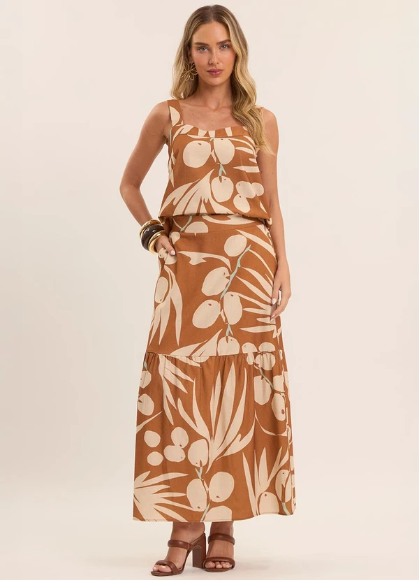 Doce Trama - Blusa de Alça Oliva Estampada Estampado 3