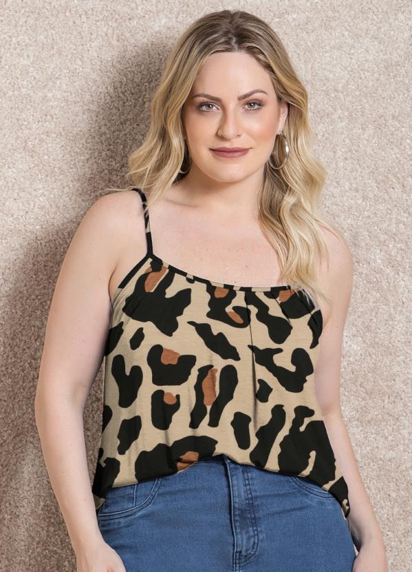 Quintess - Blusa de Alça Onça Bege 5