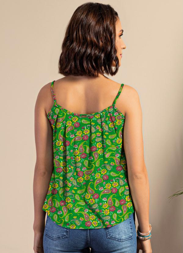 Quintess - Blusa de Alça Paislay Verde 2