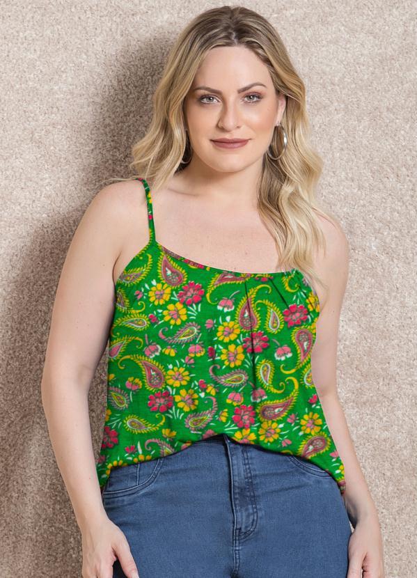 Quintess - Blusa de Alça Paislay Verde 6