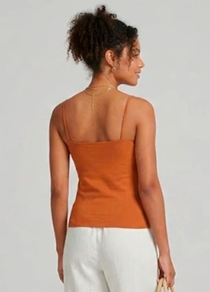 Rovitex - Blusa de Alça Poliamida Style Box Marrom - ROVITEX