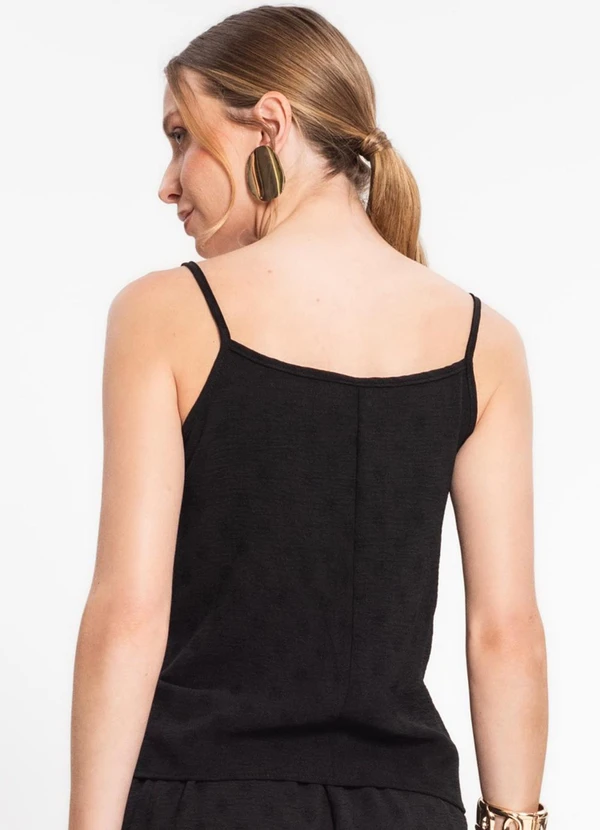 Rovitex - Blusa de Alça Regulável em Air Flow Poá Preto 2