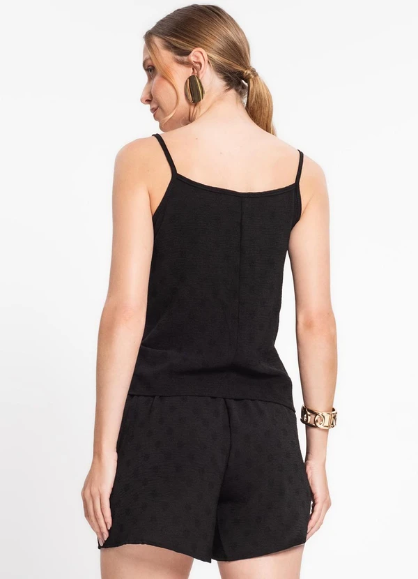 Rovitex - Blusa de Alça Regulável em Air Flow Poá Preto 4