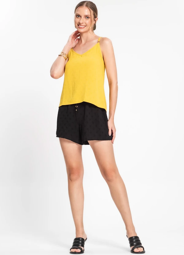 Rovitex - Blusa de Alça Regulável em Air Flow Poá Amarelo 3