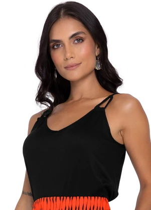 Rovitex - Blusa de Alça Semi Acabada Malha Delicate Preto - ROVITEX