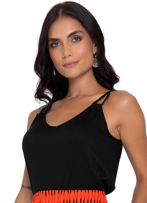 Rovitex - Blusa de Alça Semi Acabada Malha Delicate Preto