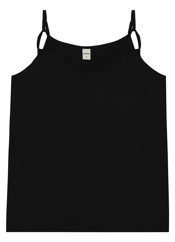 Rovitex - Blusa de Alça Semi Acabada Malha Delicate Preto 4