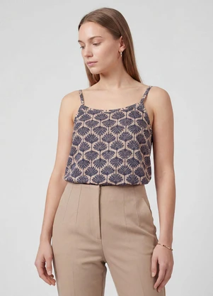 Infinita Cor - Blusa de Alça Tecido Viscose Marrom - INFINITA COR