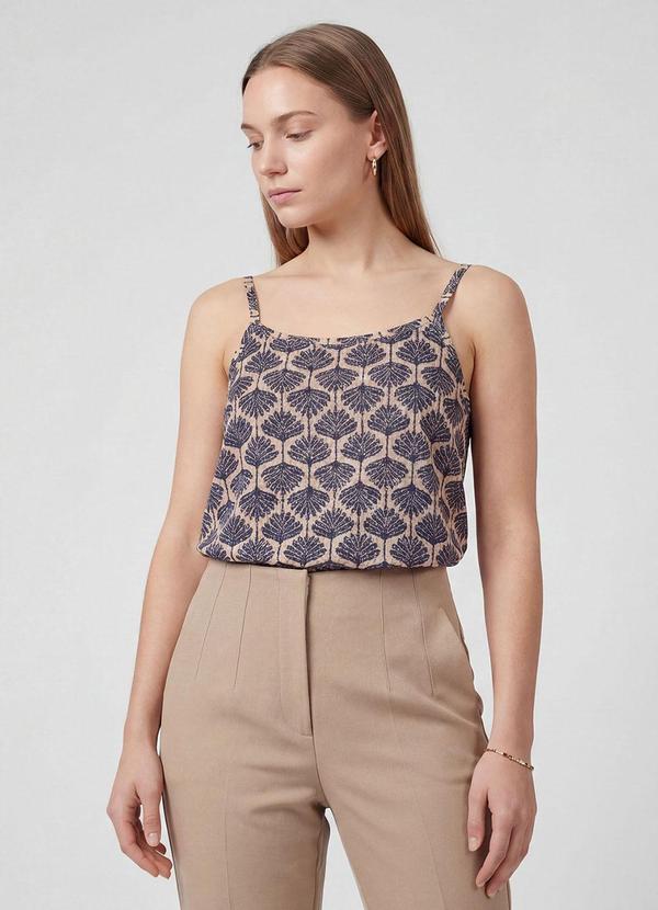 Infinita Cor - Blusa de Alça Tecido Viscose Marrom