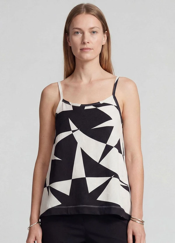 Infinita Cor - Blusa de Alça Tecido Viscose Preto