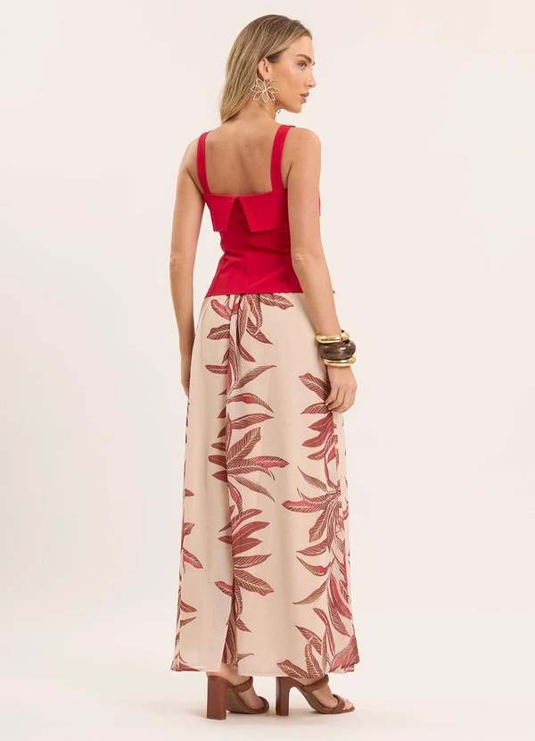 Doce Trama - Blusa de Alça Tropical em Alfaiataria Vermelho 2