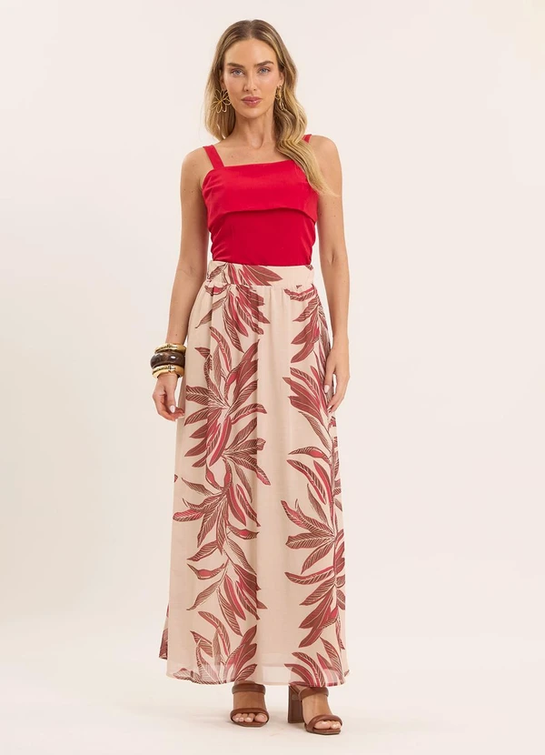 Doce Trama - Blusa de Alça Tropical em Alfaiataria Vermelho 5