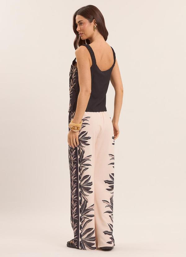 Doce Trama - Blusa de Alça Tropical Estampada Preto 2