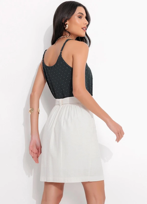 Quintess - Blusa de Alça Verde Escuro em Crepe Plano 4