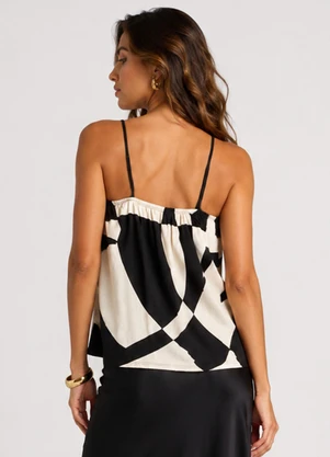 Infinita Cor - Blusa de Alça Viscose Estampada Bege - INFINITA COR