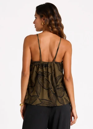 Infinita Cor - Blusa de Alça Viscose Estampada Verde - INFINITA COR