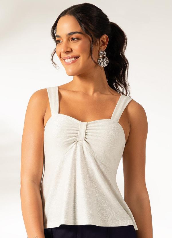 Cativa - Blusa de Alças Brilhante com Decote Prata