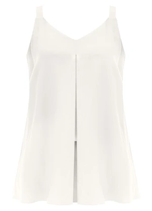 Lunender - Blusa de Alças com Abertura em Viscose Branco - LUNENDER