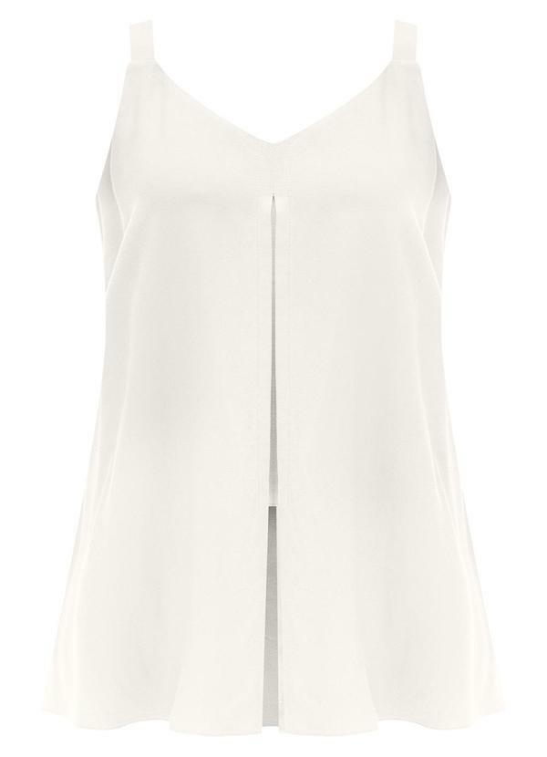 Lunender - Blusa de Alças com Abertura em Viscose Branco