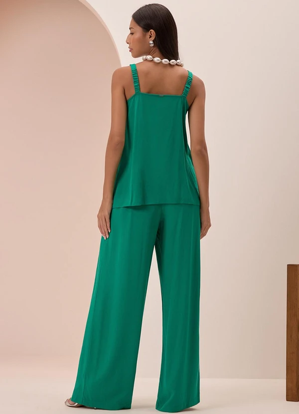 Lunender - Blusa de Alças com Abertura em Viscose Verde 4