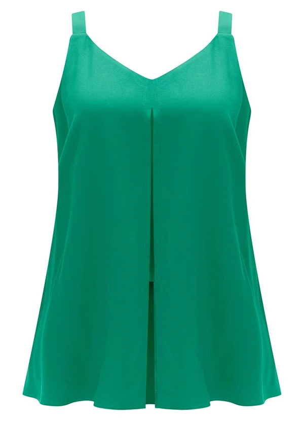 Lunender - Blusa de Alças com Abertura em Viscose Verde 6